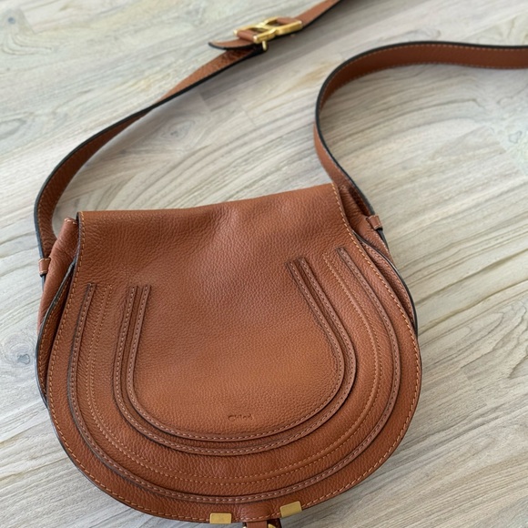 Chloé Marcie Brown Leather Crossbody Bag with Tassel - Picture 2 of 8